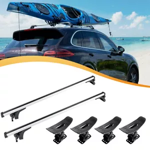 For Universal Top Roof Rack Cross Bar Set + 4PCS Boat Kayak Rack Cargo Carrier - Picture 1 of 12