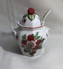 Vintage Lenox Orchard Raspberry Jam Jar Fine Porcelain Spoon 1991