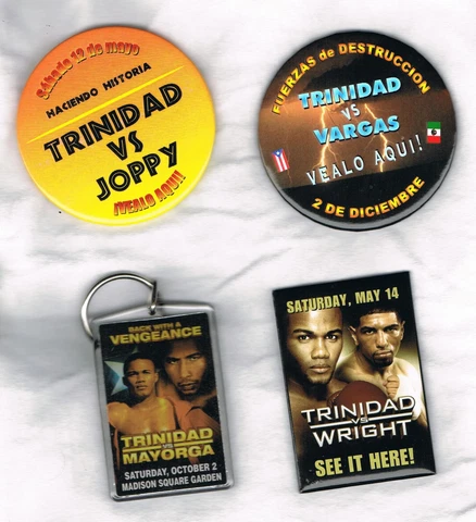 4 Felix Trinidad boxing pinback buttons keychain vs Joppy Vargas  Mayorga Wright Cover