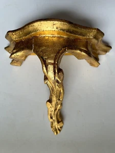 Gold Ornamental Shelf Very Lightweight Wood ~top 6 5/8  x 3 7/8 ~6 1/4 tall - Picture 1 of 8