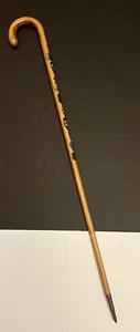 Vtg Wood Walking Stick Cane Bavaria Germany Garmisch Alps Zugspitze Linderhoff - Picture 1 of 12