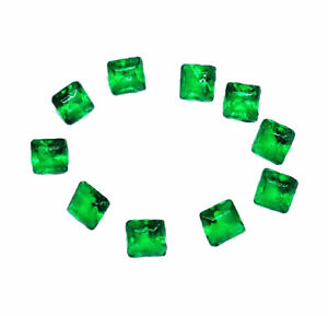Loose Gemstones Natural Emerald 3 MM Square Shape Green Emerald 10 Pcs Lot RL113