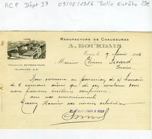 Dépt 37 - Tours - Belle Entête d'une Manufacture du 09/02/1916 - Bild 1 von 1