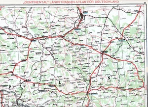 PL Łódź Wieluń Sieradz Tomaszów 1924 orig. Autoatlas-Karte Przedbórz Łask Rawa - Picture 1 of 1