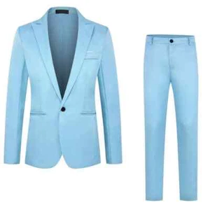 New Men's 2 Piece Suit Blazer Jacket Pants Gangster Classic Prom Wedding Formal - Picture 1 of 8