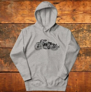 MOTORRAD ILLUSTRATION UNISEX ERWACHSENE HOODIE VINTAGE INDIAN HARLEY DAVIDSON NEU - Bild 1 von 4