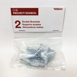 PROJECT SOURCE Curtain Rods Double Support Brackets Pair of Two NIP w/ Screws - Picture 1 of 9