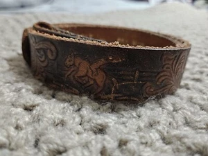 Kids Leather Cow Hide Belt Rodeo Western Bull Rider 3D Belt Sz 24 Made USA Tool - Picture 1 of 8