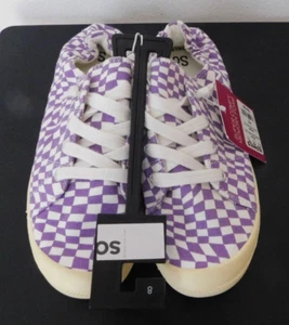 SO super bequeme Memory Foam lila/weiß karierte Pull-On Schuhe mit Schnürsenkeln Gr. 8 neu ohne Karton - Bild 1 von 8
