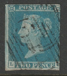 1841 2d LETTERE BLU " L - C " PIATTO 3 CON MARGINI MISTI USATO BENE - Foto 1 di 2