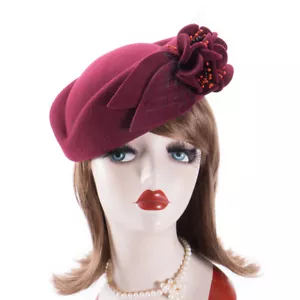 Womens Vintage Look Felt Wool Fascinator Cocktail Wedding Church Winter Hat A131 - Picture 1 of 10