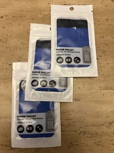 Lot Of 3 Blue Adhesive Pocket Stick On Wallet Card Holder Pouch Case Cell Phone - Picture 1 of 3