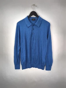 BRIONI Men's Sz US 40 IT50 Blue Cashmere Silk Polo Sweater Shirt - Picture 1 of 9