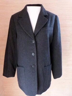 Chaqueta Blazer Eddie Bauer Talla Pequeña Pequeña Larga Lana 3 Botones Gris Carbón Usada en Excelente Condición Foto 1 de 4