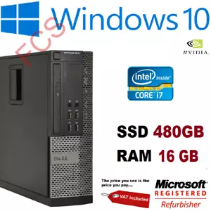 Dell Optiplex Desktop SFF Computer PC Core i7 16GB RAM 480GB SSD HDMI DVD WI-FI - Picture 1 of 6