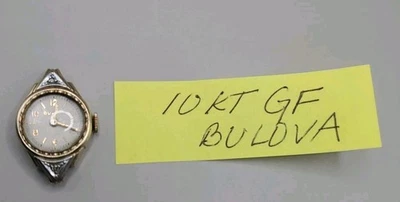 HERMOSO BISEL RELOJ BULOVA VINTAGE DAMAS DIAMANTE ORO 10K GF RELLENO Foto 1 de 4