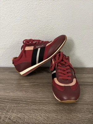 BALLY Women's Size 9M Red Pink Leather Logo Webbing Sneakers Shoes Althea - Image 1 of 4