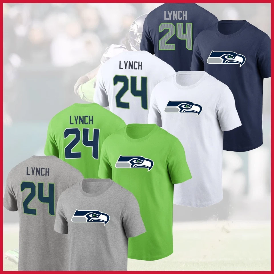 NUEVO - Marshawn Lynch #24 Seattle Seahawks 2025 nombre y número del jugador S-5XL fanáticos Foto 1 de 2