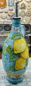 Vietri Pottery - 12’’ Tall Olive Oil Bottle Made by Hand in Italy - Picture 1 of 5