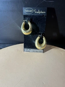 Vintage Monet 14k Gold Ohrstecker gebürstet strukturiert - Bild 1 von 3