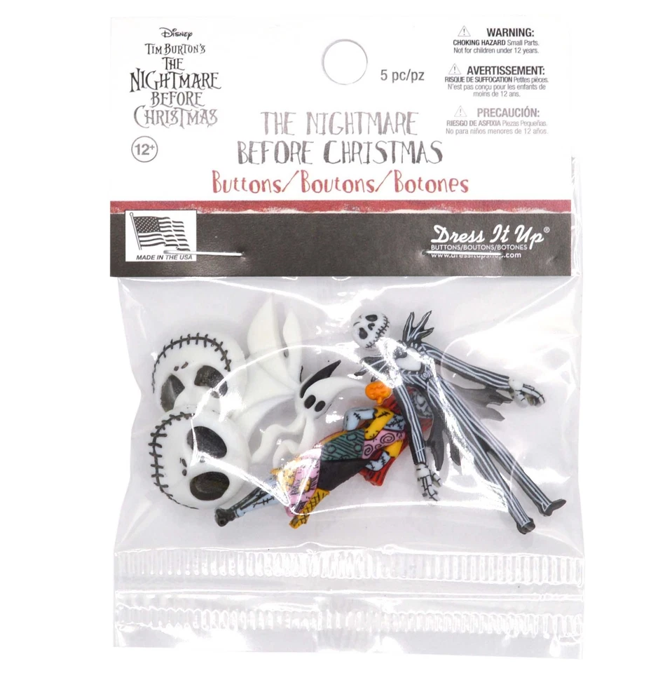 Jesse James Dress It up Buttons Licensed Disney Nightmare Before Christmas 7737