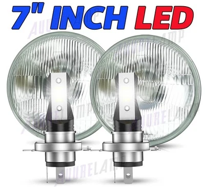 For Hummer H2 2003-2009 Pair DOT 7 inch Round LED Headlights DRL High/Low Beam - Изображение 1 из 4