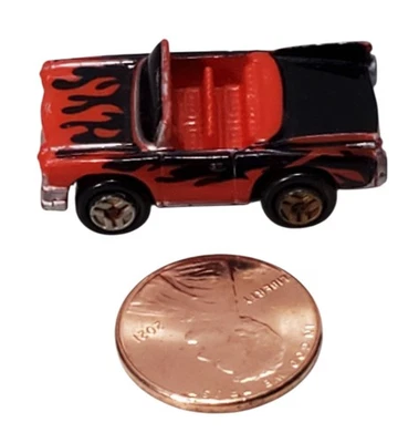 1987 Micro Machines '59 Cadillac Convertible Black Red Flames Galoob  - Image 1 of 4
