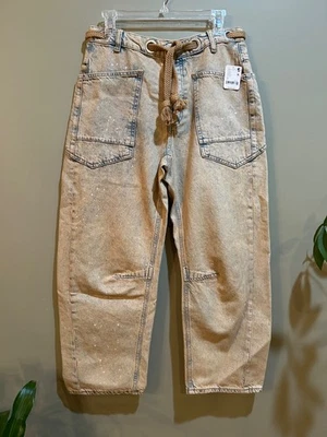 Free People we the free moxie 桶管牛仔裤 26 牛仔卡其色全新带标签 — 第 1/4 张图片
