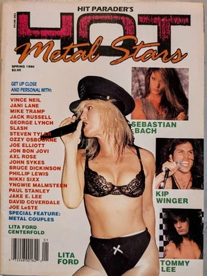 Hit Parader Hot Stars Magazine Spring 1990 Lita Ford Poster, Kiss, Motley Crue  - Image 1 of 4