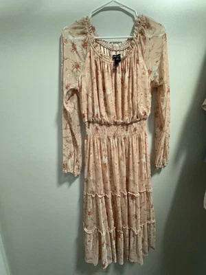 Vestido Feminino Kate And Lily Malha 10 Pêssego Midi Linha A Floral Festa de Casamento Convidada - Imagem 1 de 4