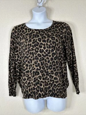 Blusa tejida con estampado animal George para mujer talla XXL manga larga elástica Foto 1 de 4