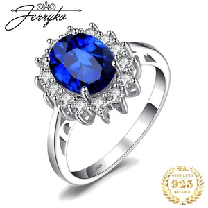 Damen 925er Silberring Blauer Saphir Stein Schmuck Silber Ring Geschenk Frau - Bild 1 von 5