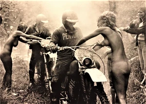  Motorcycle Racing Mud Run in the Winners Circle Vintage nude Image Poster  - Bild 1 von 1