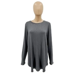 Camiseta Eileen Fisher Tejida Cuello Redondo Manga Larga Top Gris Talla Pequeña Pequeña SP - Imagen 1 de 9