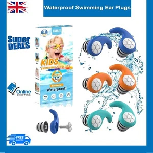 Waterproof Swimming Ear Plugs for Kids - 3 Pairs of Reusable Soft Silicone Swim - Picture 1 of 7