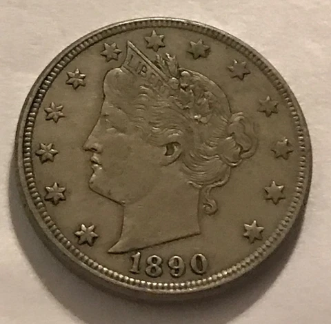 1890 Liberty nickel , Strong extra fine +, scarce date Cover