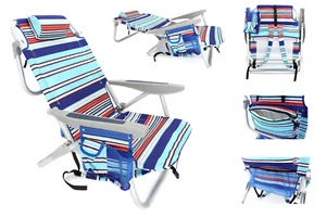 Strandstuhl Sonnenliege klappbar Rucksack, Kühltasche, Getränkehalter 63*77*54cm - Bild 1 von 4