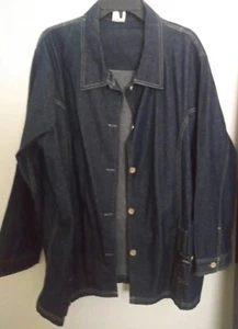 2X / 3X ~ 100% COTTON DENIM Coat Jacket Women's Plus - Picture 1 of 6