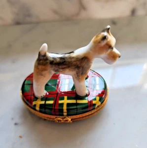 Limoges Peint Main Pierre Arquie France Fox Terrier Trinket Box Limited Edition - Picture 1 of 7