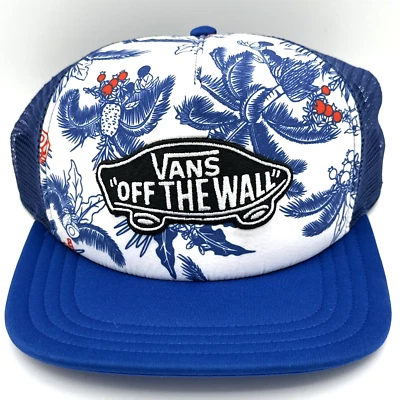 Vans Off the Wall Palmera Patinador Camionero Sombrero Gorra Azul Snapback Malla Monopatín Foto 1 de 4