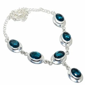 London Blue Topaz Gemstone Handmade 925 Sterling Silver Jewelry Necklaces Sz 18" - Picture 1 of 1
