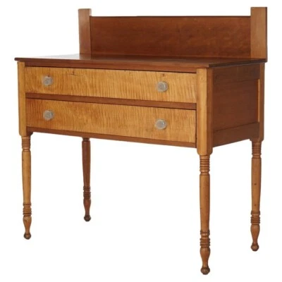 Antique Sheraton Tall Cherry Server with Tiger Maple Drawers C1830 - Image 1 of 4