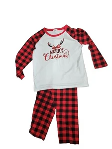Bobora Christmas Pajama Set Red Plaid "Merry Christmas" Long Sleeve Medium - Picture 1 of 7