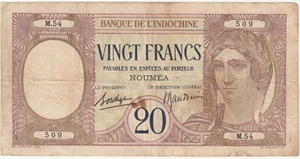 New Caledonia 20 Francs Banknote 1926 Very Fine Condition Pick#37-B - Picture 1 of 2
