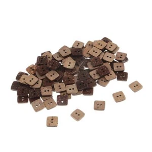 100pcs Coconut Shell 2 Holes Wooden Square Buttons Embellishments DIY Crafts - Picture 1 of 7