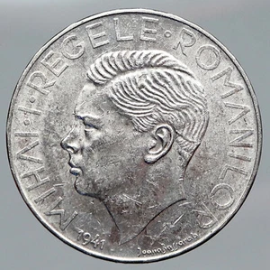 1941 ROMANIA Michael I Antique VINTAGE OLD Silver 500 LEI Romanian Coin i91434 - Picture 1 of 3
