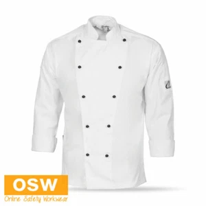 Mens Ladies 100% Soft Cotton Touch VENTED Breathable Long Sleeve Chef Jacket - Picture 1 of 4