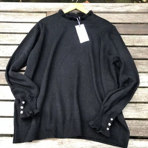 Schwarzer Pullover mit Rüschenausschnitt von Joules Edith UK26 neu mit Etikett - Bild 1 von 9