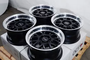 Kudo Racing Fatal 15x8 5x100 5x114.3 5x4.5 Black w/Polish Lip Civic Accord CRV - Picture 1 of 10