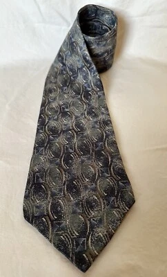Corbata geométrica Barrington 100 % seda 4” de ancho azul plata verde cósmica EE. UU. Foto 1 de 4
